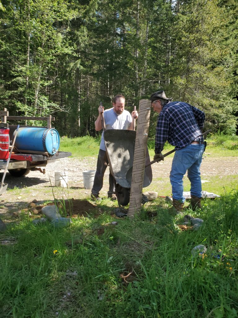 Central Vancouver Island Chapter volunteers building a structure at Spruston