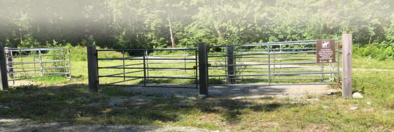 Wooden fence and gate along a pasture