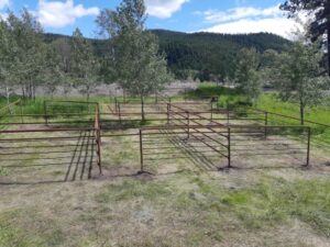 New metal corrals at the Harmon Lake equestrian campsite