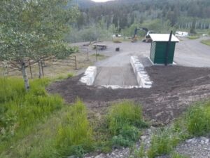 Manure bin and outhouse at the Harmon Lake equestrian campground