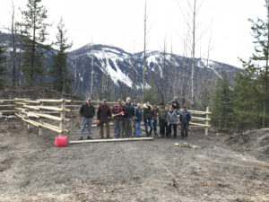 Volunteers and completed corrals at the Moose River staging area
